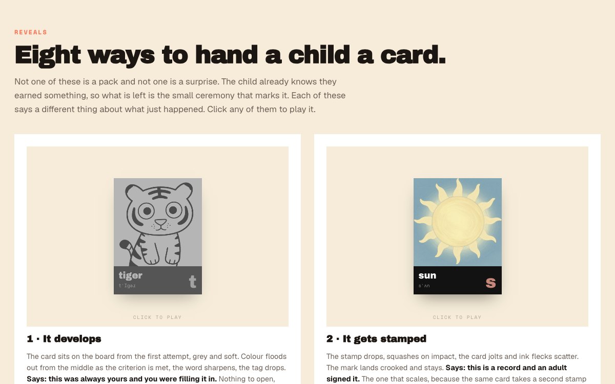 Eight ways to hand a child a card